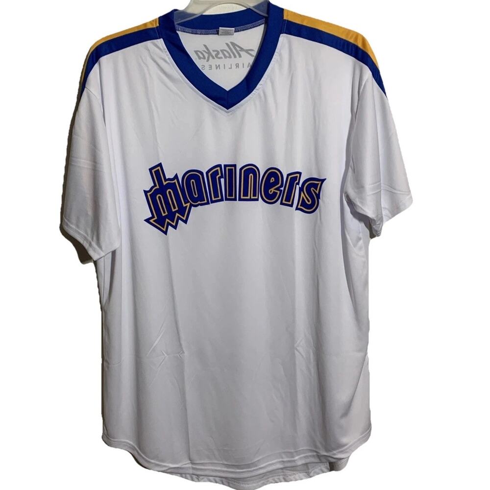 Seattle Mariners Jersey Alaska Airlines Promotional Vintage Logo T-Shirt Size XL